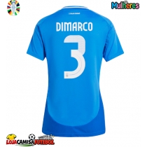 Camisa de Futebol Itália Federico Dimarco #3 Equipamento Principal Mulheres Europeu 2024 Manga Curta